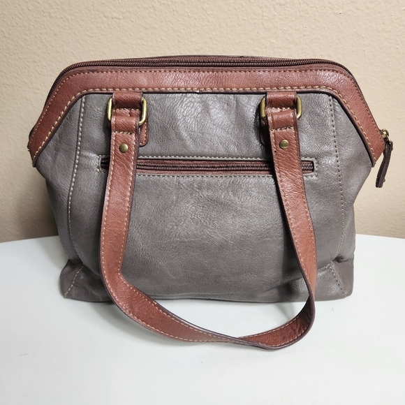 b.o.c Born Vegan Gray/Tan Top Handle Satchel Handbag - Picture 5 of 10